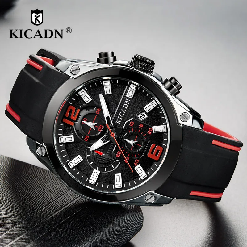 

Mens Fashion Quartz Watch Men Chronograph Sport Watch Male Luminous Hands Silicone Rubber Strap Wristwatch Clock Erkek Kol Saati