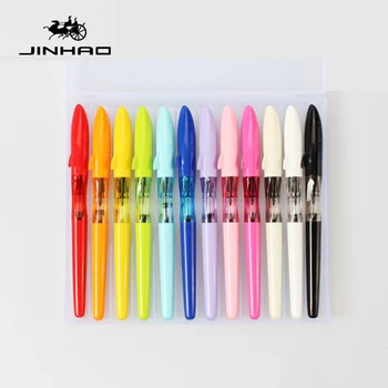 

NEW Arrival 12pcs/box JINHAO SHARK Series Candy Color Fountian Pen Cute Shark Cover 0.38mm 0.5mm Ink Pens for Children Student