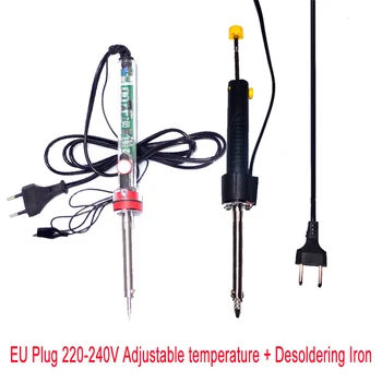 

Free shipping 2 European Plug Temperature Adjustable Electric Soldering Iron AC 220-240V 60w+desoldering iron 40w
