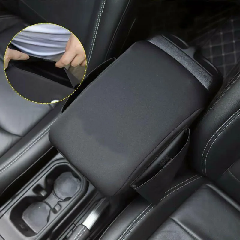 

1pc car Center Console Armrest Pad+Storage Bag For Jeep Wrangler JL JLU 2018 Black Neoprene Stowing Tidying Armrest Box Cover