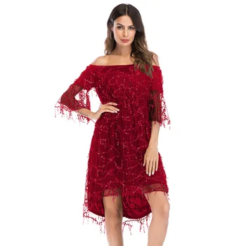 

2018 Women Summer Sequined Sexy Party Night Dress Vintage Elegant Fashion Mini Plus Size Dress