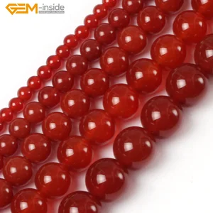 Gem-внутри 4-18 мм Натуральный камень Бусины круглые красные Агаты бусы для изготовления ювелирных изделий бисером Сердолик оникс 15 ''DIY бусы подарок - изображение