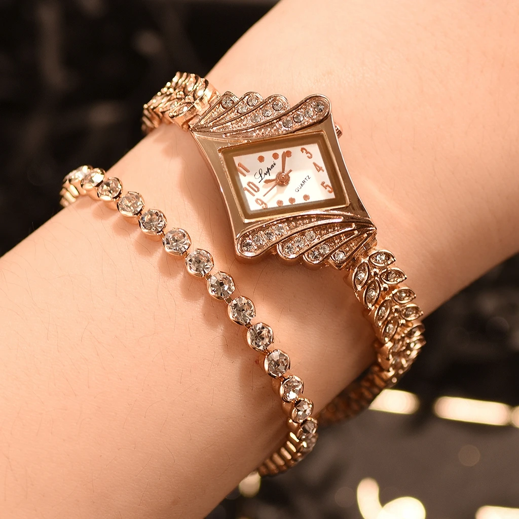 Новые модные женские кварцевые ромбы браслет наручных часов стальной ремешок кварцевые женские часы сочетание браслета