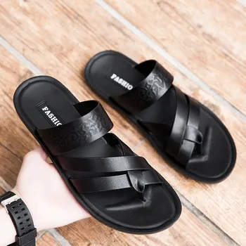 

Genuine Leather Sandals Male Slipper Outdoor Beach Men Summer Flip Flop Shoes Flip Flops Men Fashion Home Non-slip Slippers