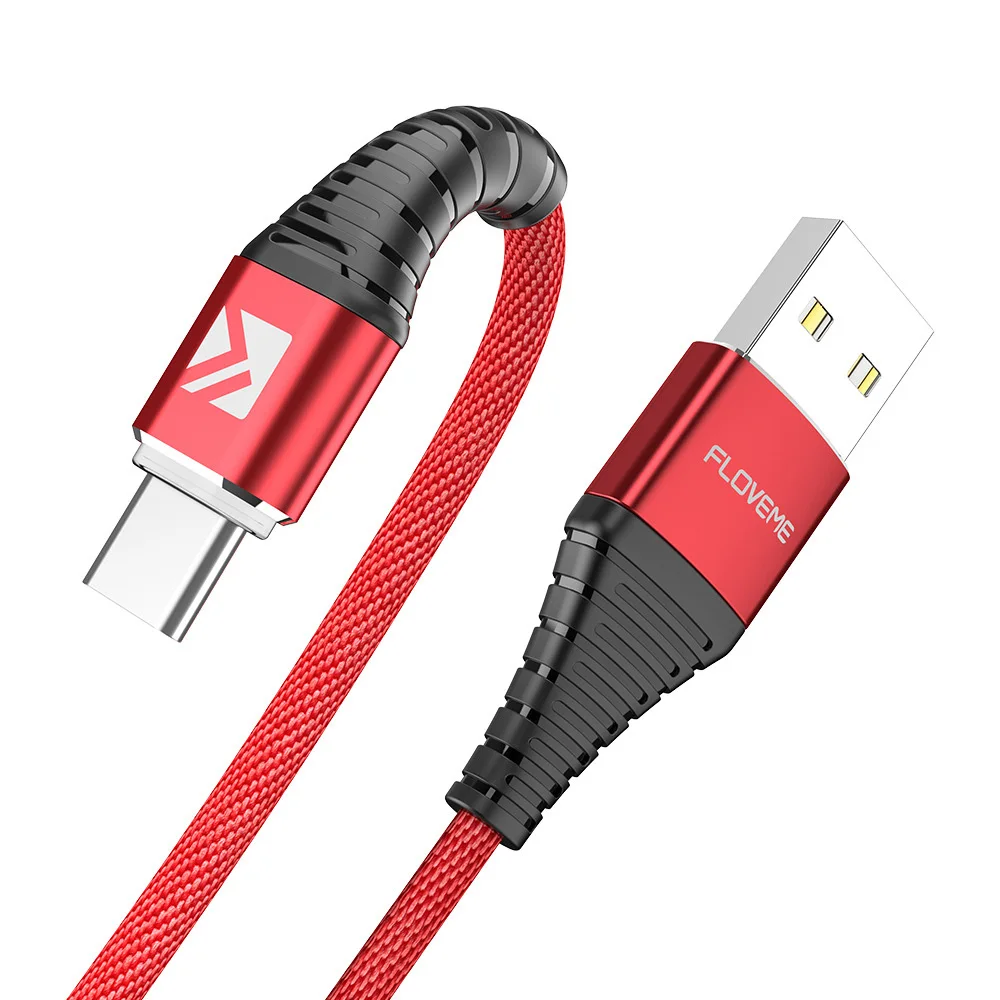 FDBRO FLOVEME 1 м кабель для быстрой зарядки USB провод для iPhone Micro usb type-C кабель 2.1A USB светодиодный провод для samsung Xiaomi - Цвет: red