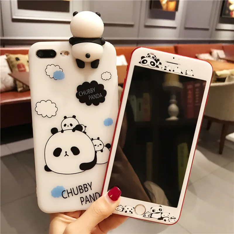 Чехол для iphone 8/8 plus + Защитная пленка экрана 7 симпатичная задняя крышка с 3D