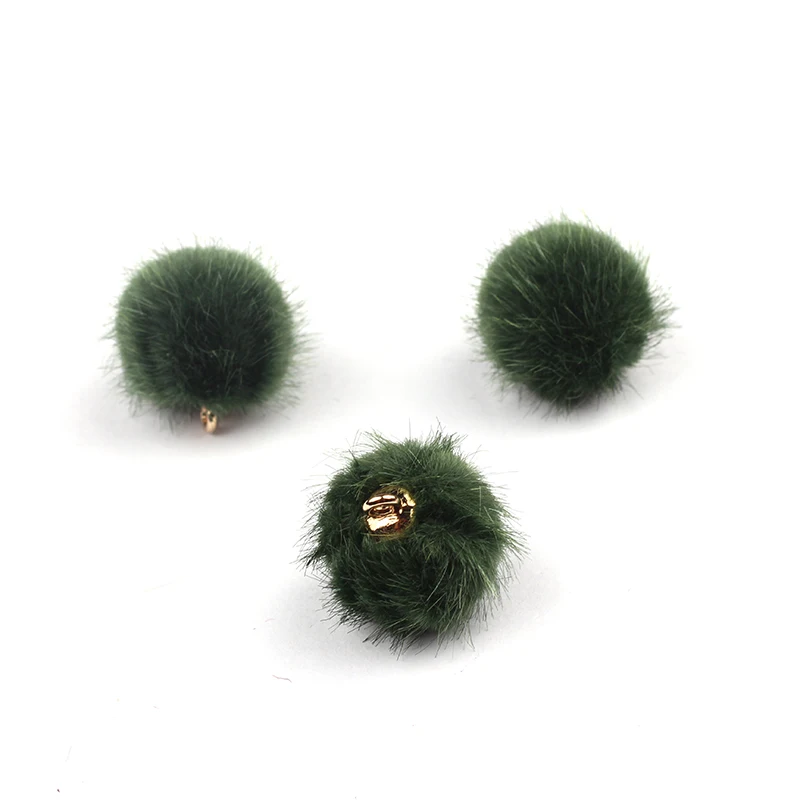 10 шт. 14 мм 15 цветов Круглый ткань плюшевая бархат шарики-брелки Fit Серьги зажим для волос DIY ювелирных изделий Выводы - Окраска металла: Green