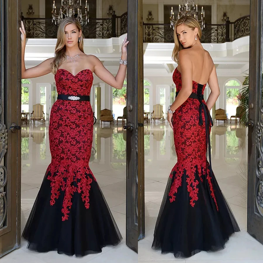 black and red lace wedding dress