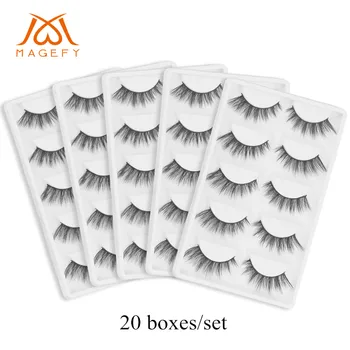 

100 Pairs Wholesale 3D Faux Mink Hair Soft False Eyelashes Fluffy Wispy Thick Lashes Handmade Soft Eye Makeup Extension Tools