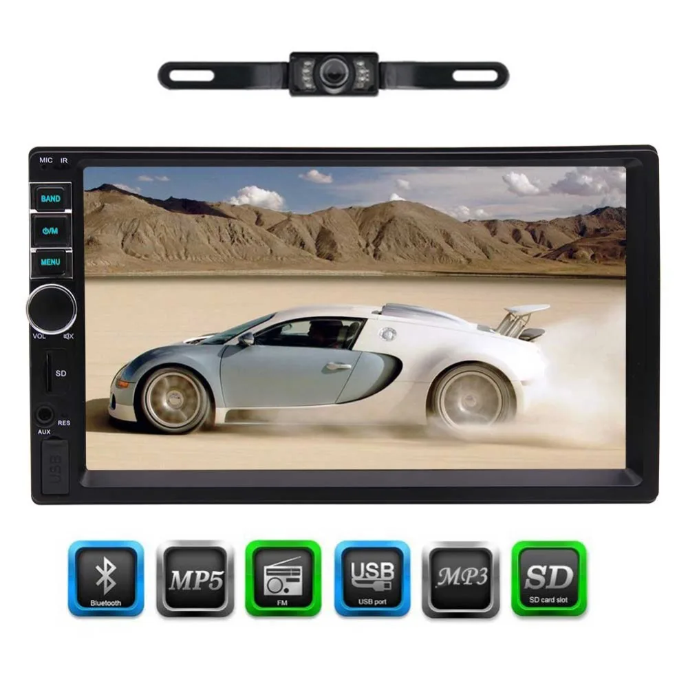 

ouble 2 Din Car Radio Audio in-dash Stereo MP5 Player support USB SD Aux in 7 inch Capacitive Touch Screen Bluetooth FM Radio