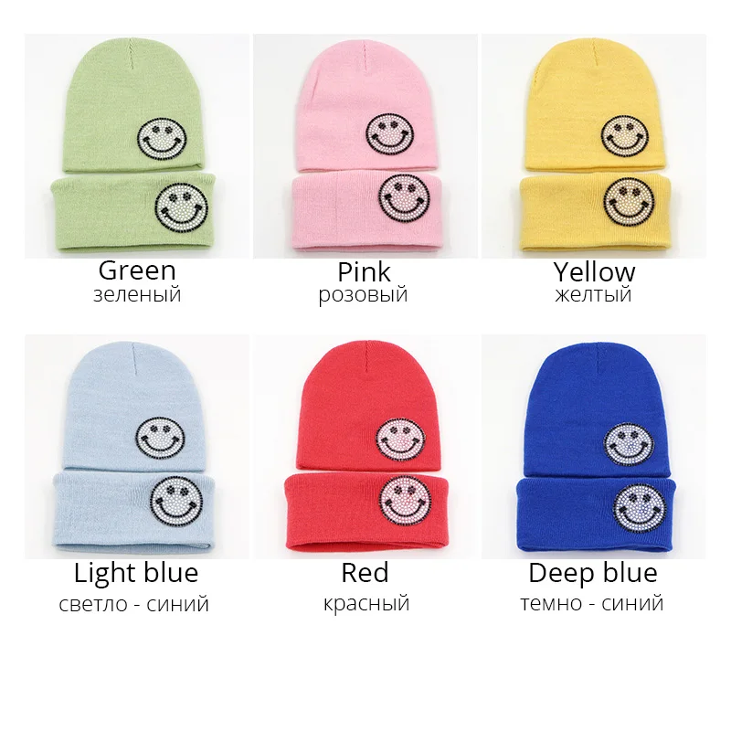 New Kids Beanie Hat Scarf Set 2pcs Cute Candy Solid Color Baby Girls Boys Smile Beanies Cap Knit Hat Scarf Warm Winter Set
