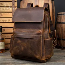 LAPOE Genuine Crazy Horse font b leather b font font b backpack b font font b