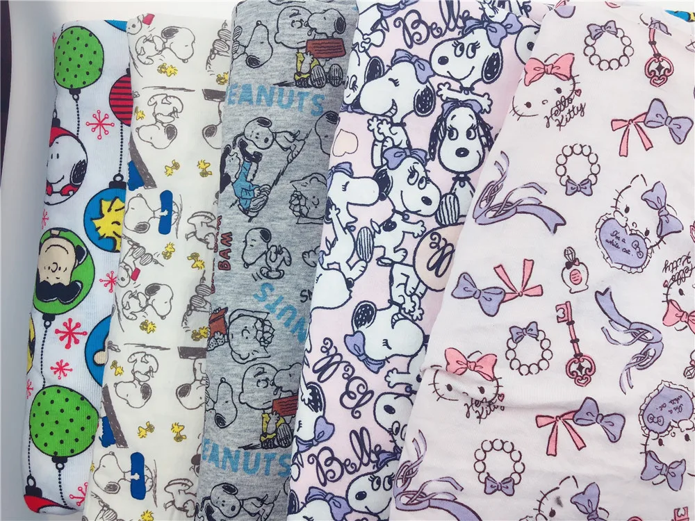 

100X160cm dog cotton fabrics lycra knit Cartoon print Patchwork DIY Children's clothing material Sewing T-shirt