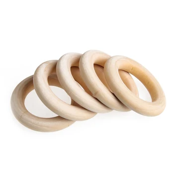 

5pcs/Lot Baby Teething Rings Wood loop 55mm Wooden Necklace Bracelet Cute Natural Crafts DIY Wood loops