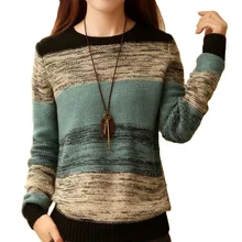 YEMUSEED Autumn Winter New Women's Sweater Loose Round Neck Contrast Color Pullover Knit Bottoming 1501 YEMUSEED Autumn Winter New Women's Sweater Loose Round Neck Contrast Color Pullover Knit Bottoming 1501