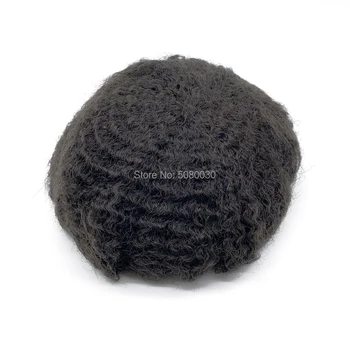

Afro Toupee Hairpiece swiss lace with around pu 100% Human Hair for Men