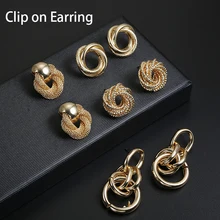 Gran oferta ZA pendientes maxi de metal declaración Vintage Clip en pendientes sin Piercing para las mujeres de moda pendientes de fiesta para regalo bisutería joyería