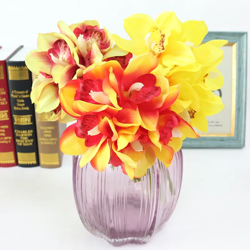 Flone Artificial Butterfly Orchid Flower Simulation Latex Flower Real Touch Lily Bouquet Wedding Home Office Party Decor Floral (18)