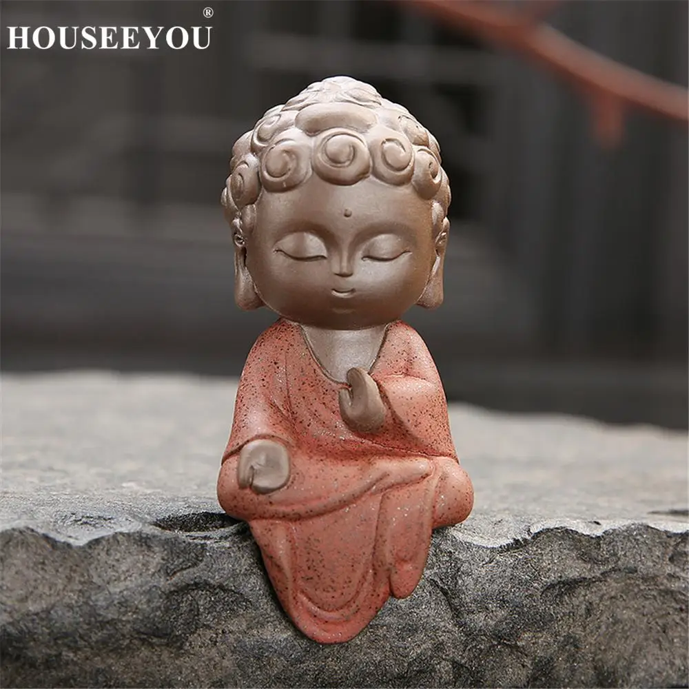 Креативный Маленький Будда статуи буддийские Tathagata милые Будды пески фиолетовая глина Чай Аксессуары для домашних животных фигурка Будды бутик