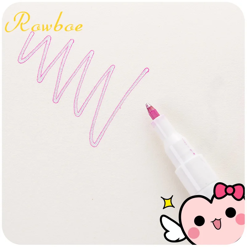 ROWBOE креативный художественный маркер, 8 цветов, двойная линия, ручка, светильник, цветной студенческий флуоресцентный маркер, товары для рукоделия, канцелярские принадлежности