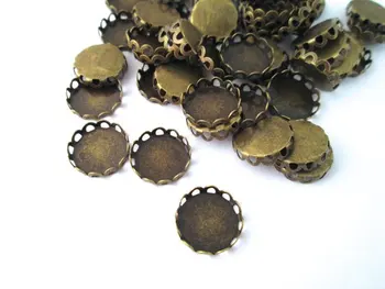 

12mm Scalloped Setting Blank, Brass Plated Bezel Finding, B43theof