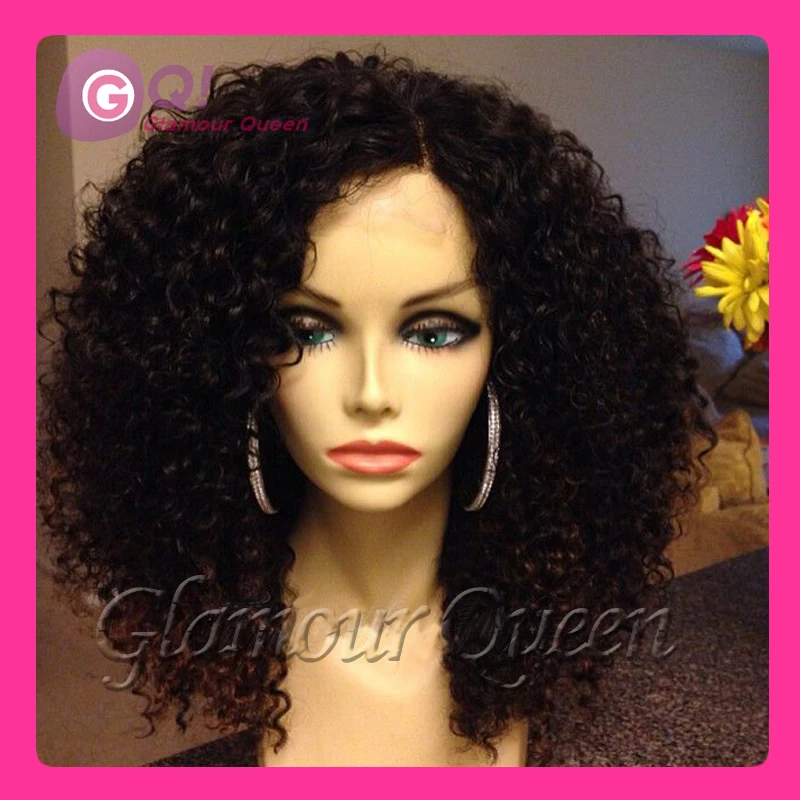 

GQ 8A Brazilian virgin hair afro kinky curly wig 14-20 inch lace front human hair wig & glueless full lace wigs for black women