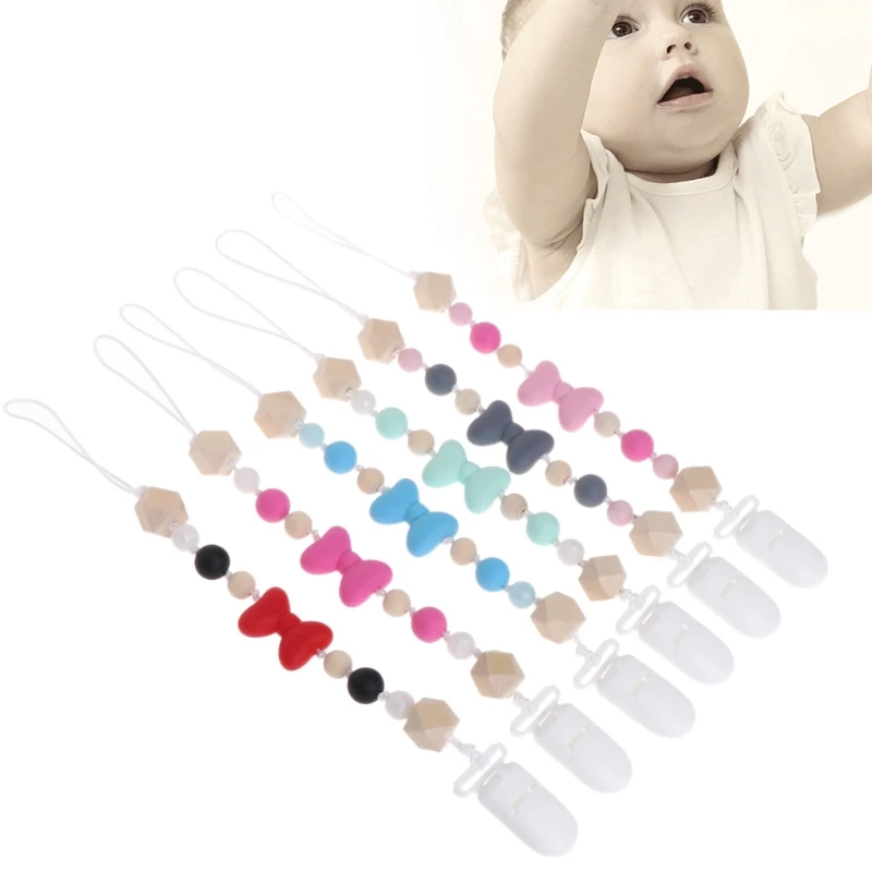 Baby Silicone Teething Dummy Pacifier Clip Bead Infant Soother Nipple
