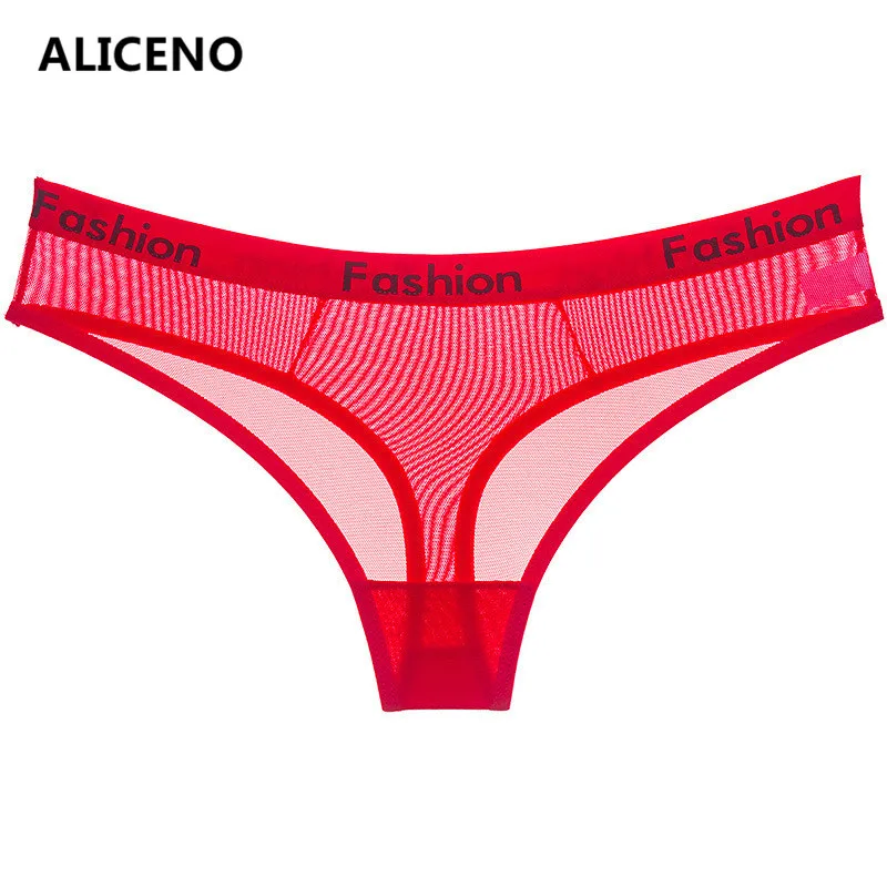 ALICENO, с буквенным принтом, сексуальные женские хлопковые сетчатые прозрачные трусики, нижнее белье, модное, с низкой посадкой, женское нижнее белье, бесшовные стринги HP8 - Цвет: red