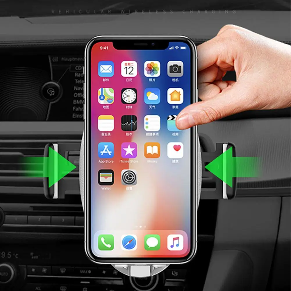 Smart Car PU Qi Fast Wireless Charger Intelligent Infrared Mobile Phone Holder for IPhone XS Max XR X 8 Plus Samsung S10 S9 r20