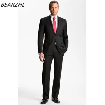 

2 piece suit men suits black custom made groom wear 2020 wedding tuxedo