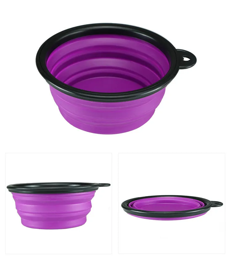 Silicona plegable perro alimentación tazón plegable gatos agua plato gato alimentador portatil perrito viaje Boles y cuencos mezcl