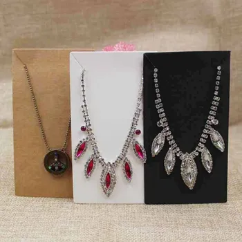 

200pcs per lot 12.5*6.9cm 2018 kraft/black /white color blank big jewelry necklace pendant card paper hanging display tag card