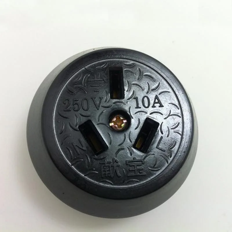5pcs Retro Electrical Wall Socket Surface Mounted Outlet Socket Flat Round 3 Holes 10a250v