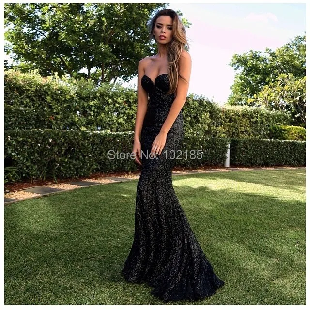 black slim prom dresses