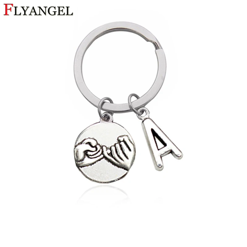 

DIY Letters A - Z keychain Silver Color Pinky Promise Pendant Key Chains Simple 26-letter Hand-held Key Ring Agreement Souvenir
