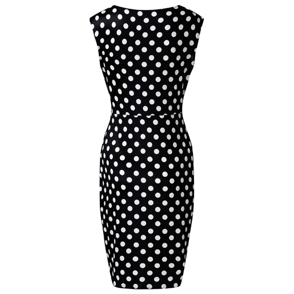 2019 woman summer fashion polka dot print beach dress long V-neck sleeveless casual beach dress plus size dress cover up 40J3 (3)