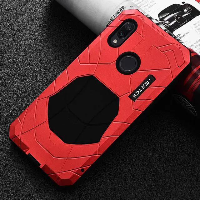 Повседневный водонепроницаемый чехол для Xiaomi Redmi K20 ударопрочный сверхмощный резервуар силиконовый алюминиевый металлический чехол для Redmi Note 7 Pro Чехол - Цвет: Красный