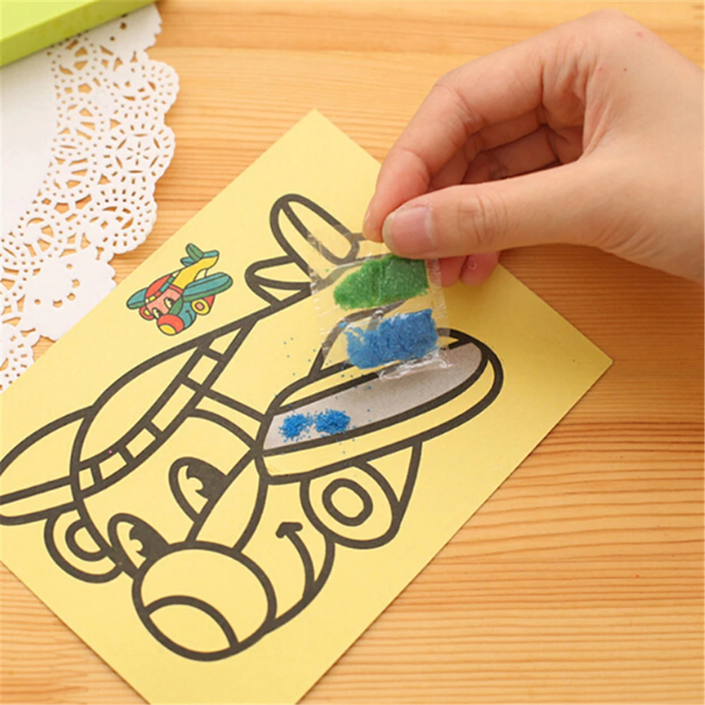 

5/10Pcs Sand Painting Handmade Colored Cartoon Drawing Toys Sand Art Kids Coloring Crafts DIY Learning Sand Art Painting Cards