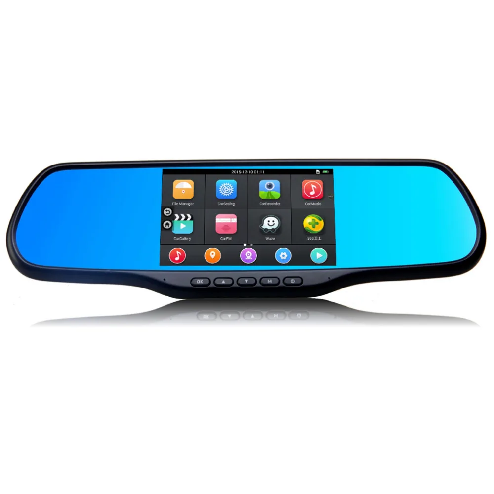 

Newest 5inch Car Rearview Mirror Monitor With GPS DVR FM Transmitter For Android 4.4 Quad Core 512M DDR3 8G Flash RM-LZ2200