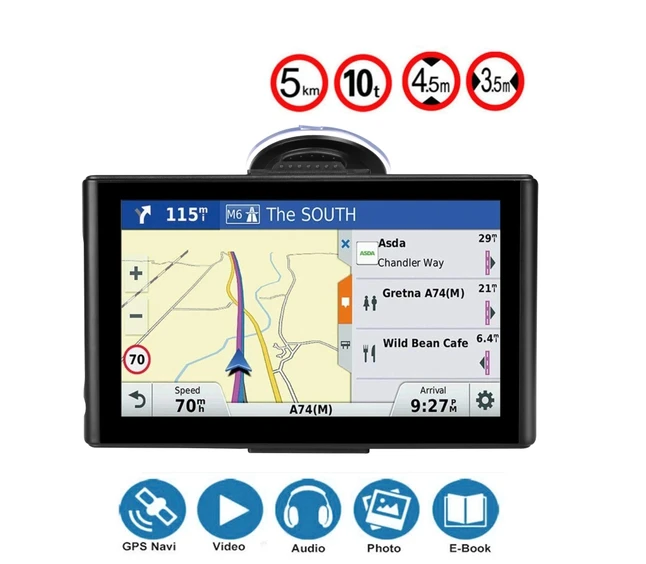 

CarGPS Navigator 7 inch HD truck GPS car navigation FM. 256MB voice satellite transmitter navigation car accessories 2019 lates