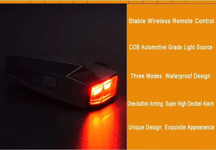 Discount A3/A6 Bike Wireless Remote Control Burglar Alarm Tail Light USB Rechargeable LED Bicycle Taillights Cycling Safey Warn Rear Lamp 8