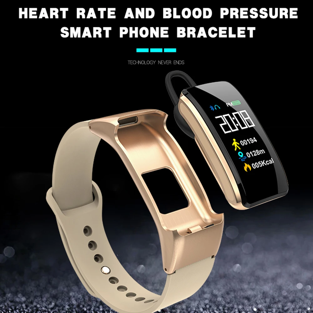 Цветной экран умный Браслет сердечного ритма кровяное давление фитнес-трекер Браслет Часы Bluetooth гарнитура вызов браслет напоминание
