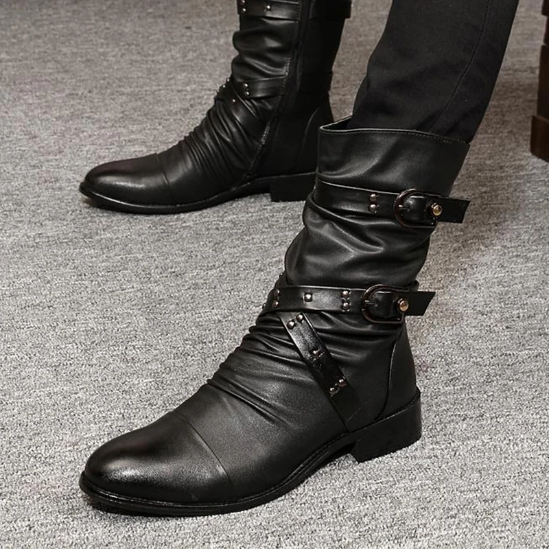 men's casual motorcycle boots