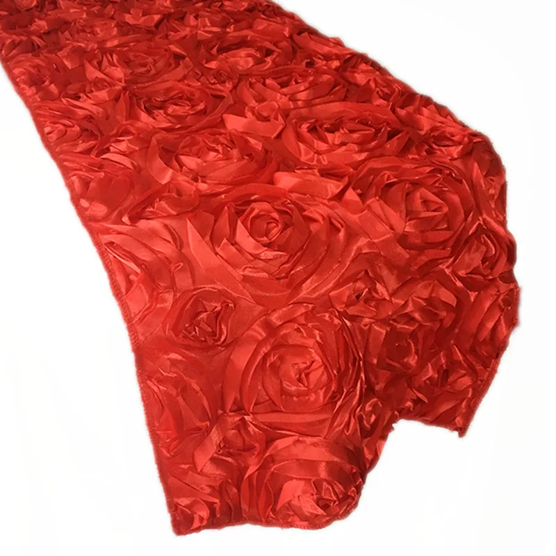 

1pcs High quality Red 3D Rosette Embrodiery Table Runners 30x270cmFor Weddings Events &Party &Banquet Decoration