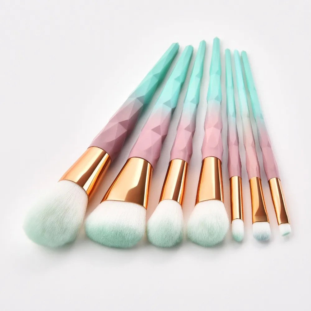 

7Pcs Diamond Makeup Brushes Set Foundation Blending Powder Eyeshadow Flat Contour Concealer Blush Cosmetic Beauty Make Up Tools