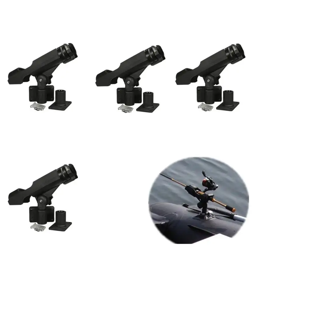 4 Pieces / Set 360° Adjustable Yacht Boat Kayak Side Rail Mount Fishing Rod Holder Rack Pole Stand Rest Support