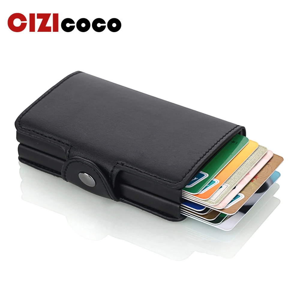 Бизнес-кредитный держатель для карт мужской кошелек унисекс, металлические держатель для карт Блокировка RFID кошелек футляр для