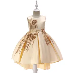 2019 девушки Нарядные платья для свадьбы Бальное Платье Блестки оборками для девочек в цветочек платья для маленьких девочек