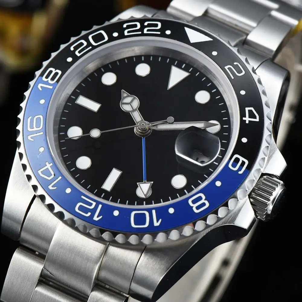 

luxury brand automatic mechanical watch for the Men's waches men GMT 40mm sapphire glass Luminous date Stainless steel aaa R12