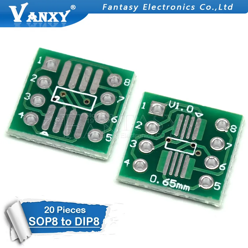 20PCS TSSOP8 SSOP8 SOP8 to DIP8 PCB SOP-8 SOP Transfer Board DIP Pin Board Pitch Adapter